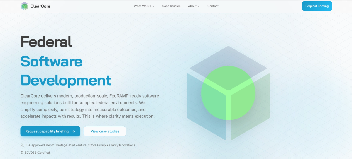 A Hero section image from ClearCore Digital's homepage.