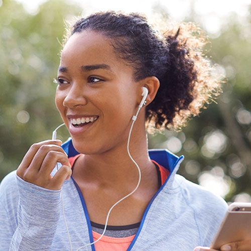 Woman on the phone during a run