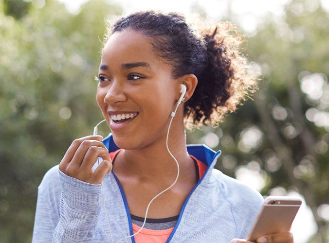 Woman on the phone during a run