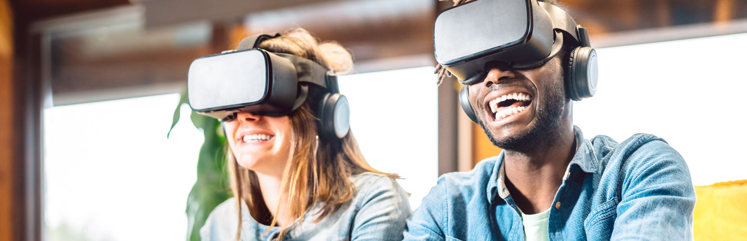 people playing games using a VR headset 