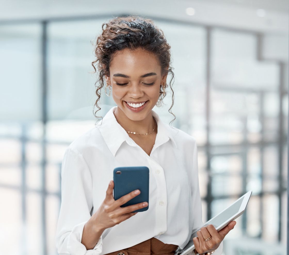 Flyer titled "Your Gladly go-live checklist." It outlines steps for customer service setup, featuring a smiling woman holding a phone. The tone is professional and supportive.