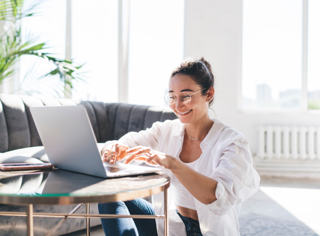 woman using her laptop