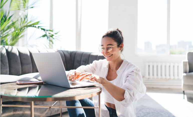 woman using her laptop