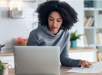 woman working on her laptop