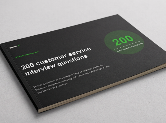 Digital booklet titled 200 customer service interview questions