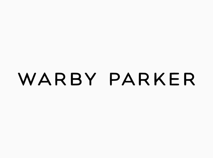 Black text reading "Warby Parker" in a clean, modern sans-serif font on a plain white background, conveying simplicity and elegance.