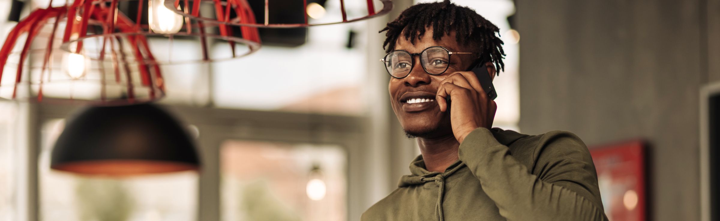 Man on phone in an office