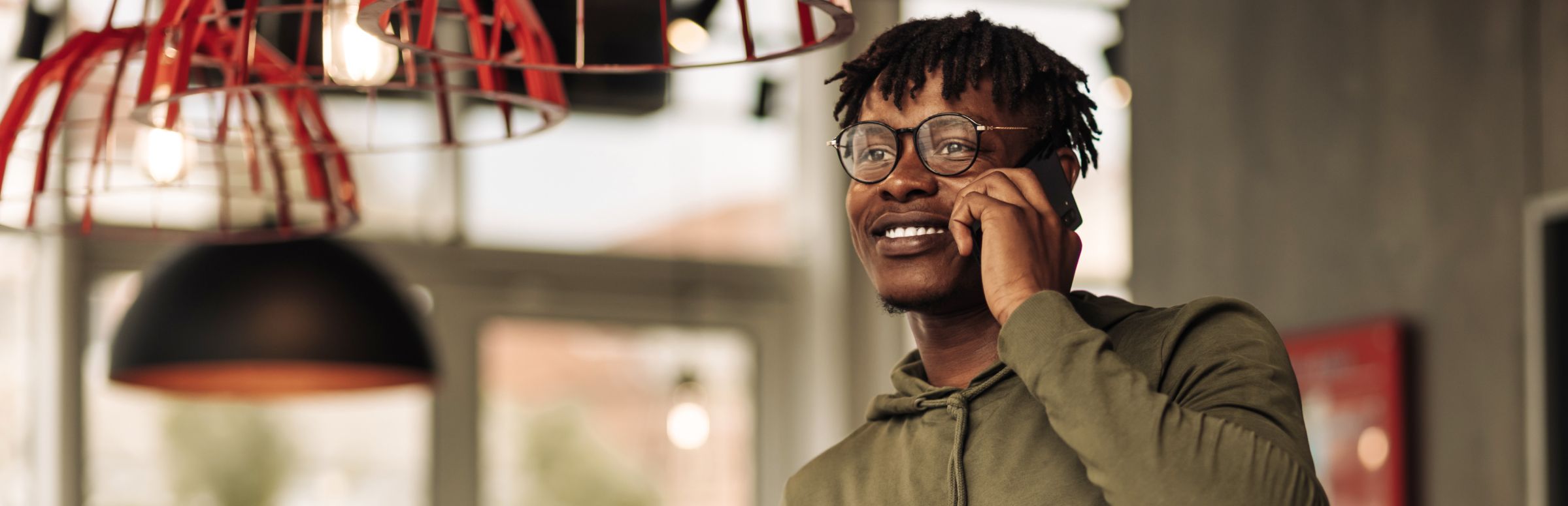 Man on phone in an office