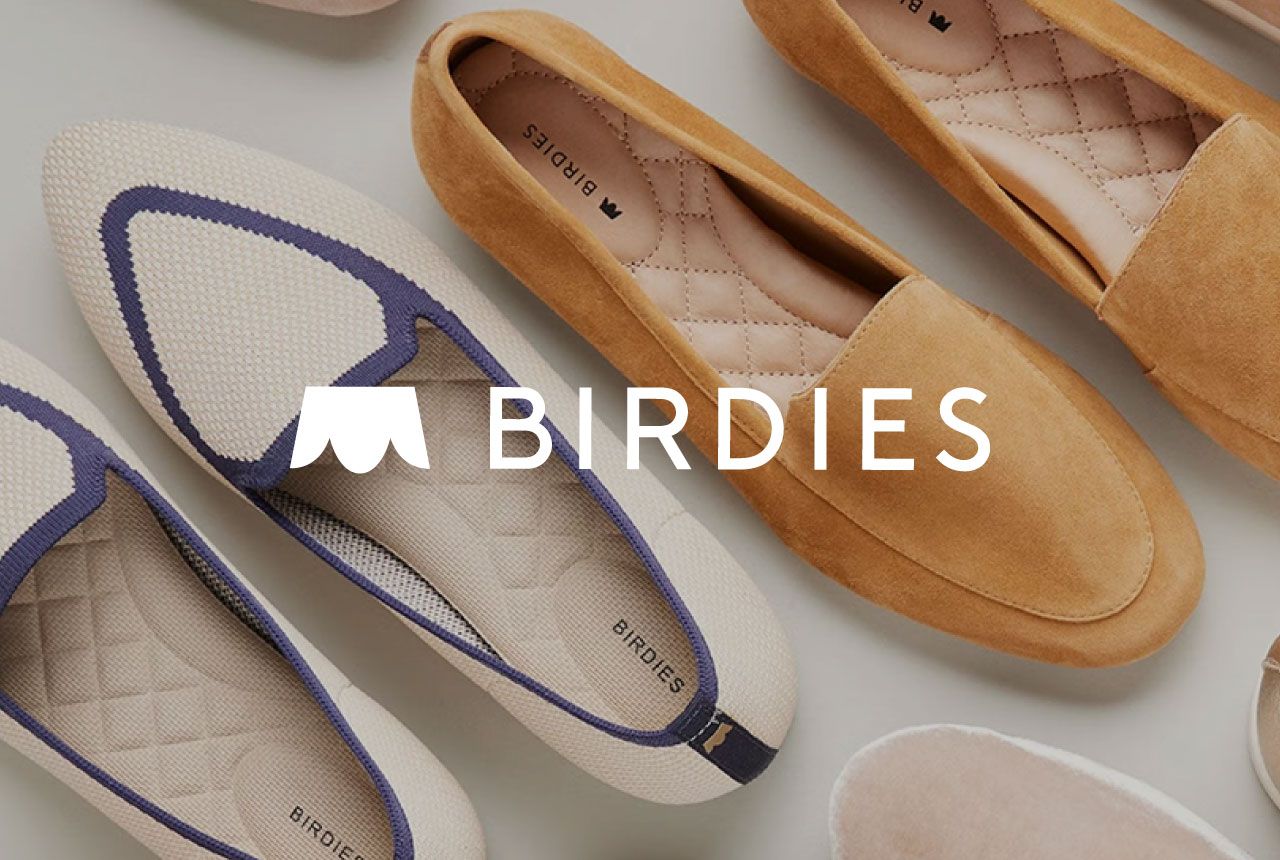 Birdies logo over Birdies shoes