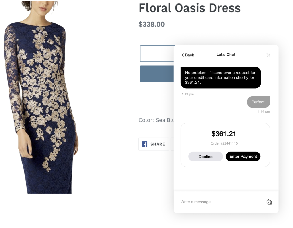 Screenshot of a Gladly customer service chat about a Floral Oasis Dress