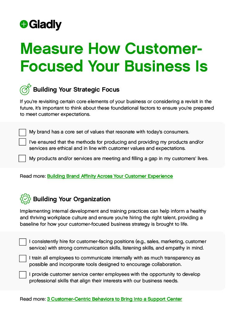 Checklist for "Measure How Customer-Focused Your Business Is" from Gladly