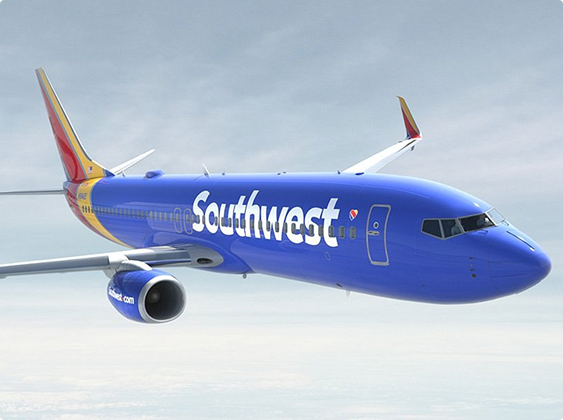 Southwest airplane flying in the sky