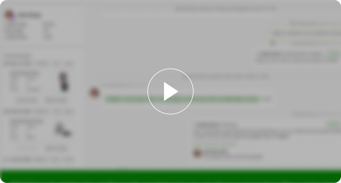 Blurred image showing a messaging interface with a central play button. Text and avatars are out of focus. The overall tone is neutral and digital.