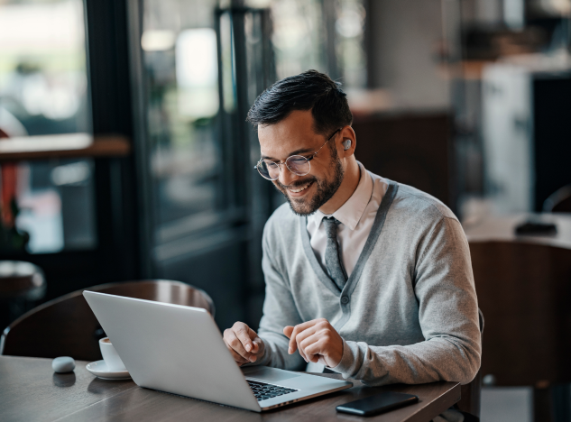 Man using his laptop