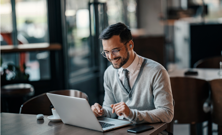 Man using his laptop