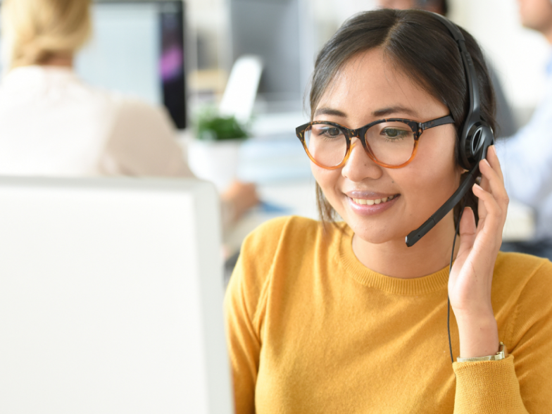 customer service agent on computer