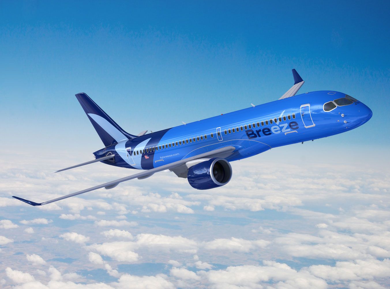 Breeze Airways plane in the sky