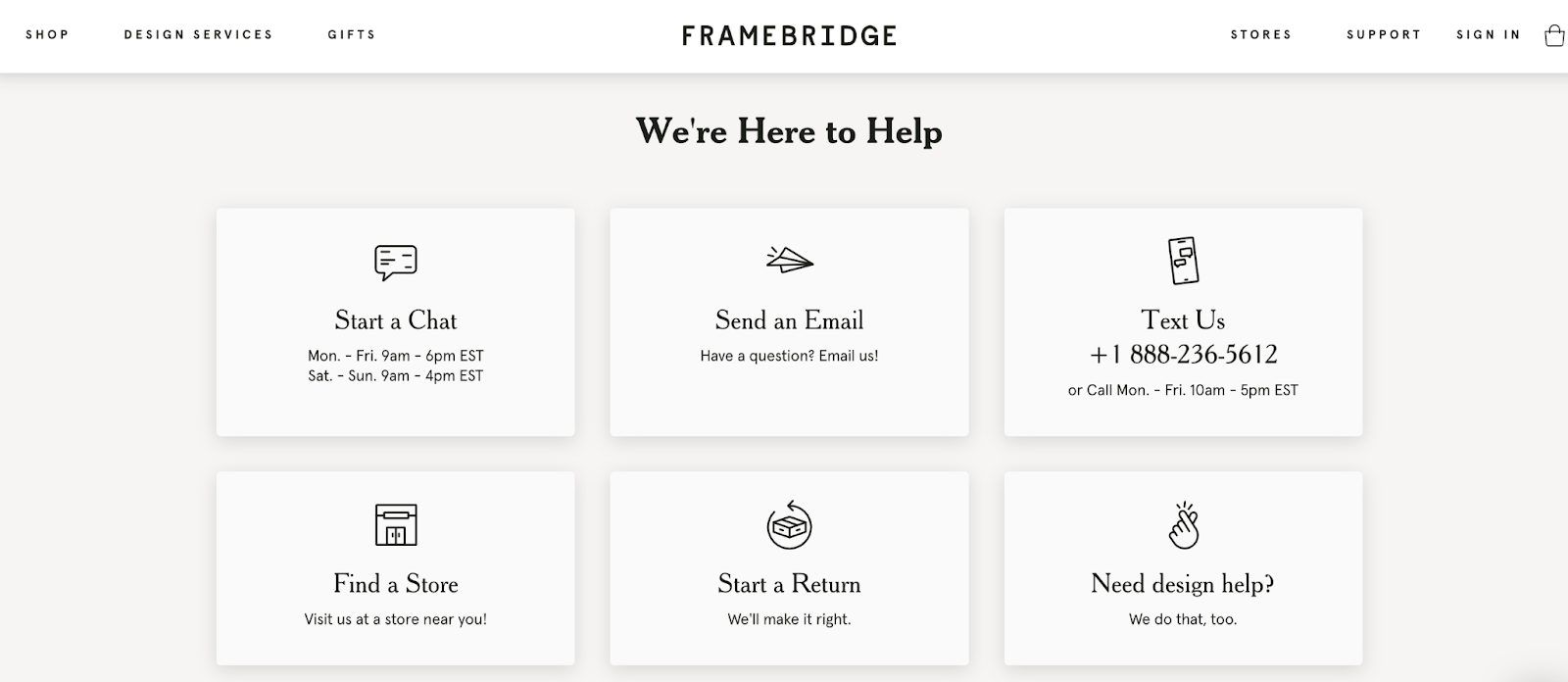 Framebridge support options