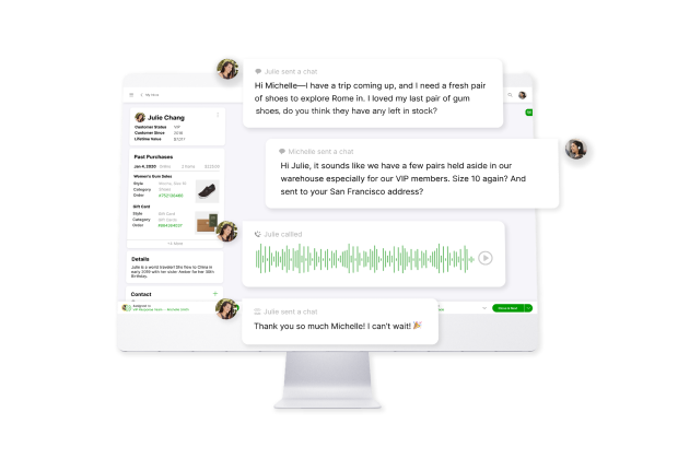 Screenshot of a customer interacting digitally with a customer service agent on Gladly's platform