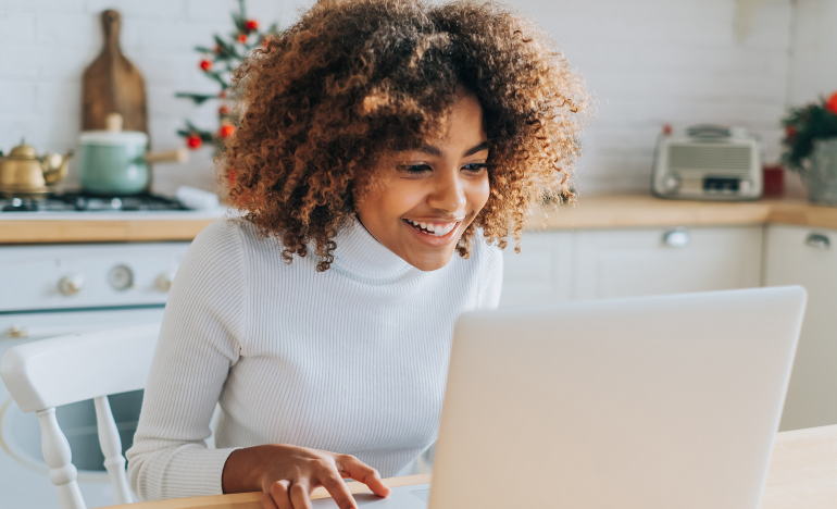 Woman using her laptop