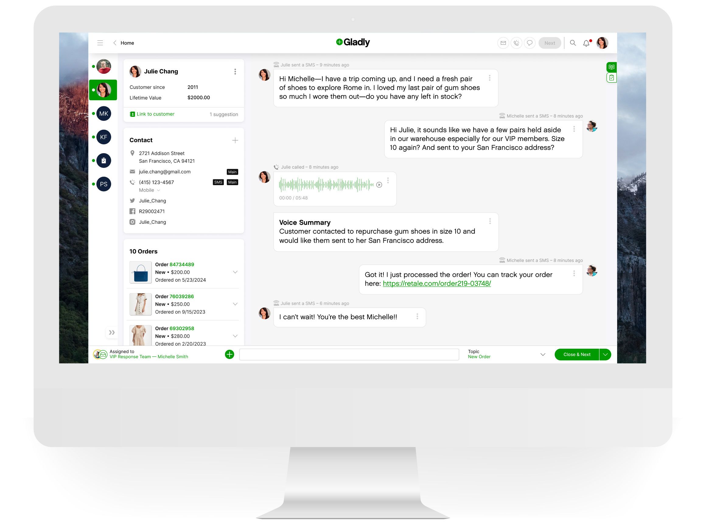 Gladly software screenshot