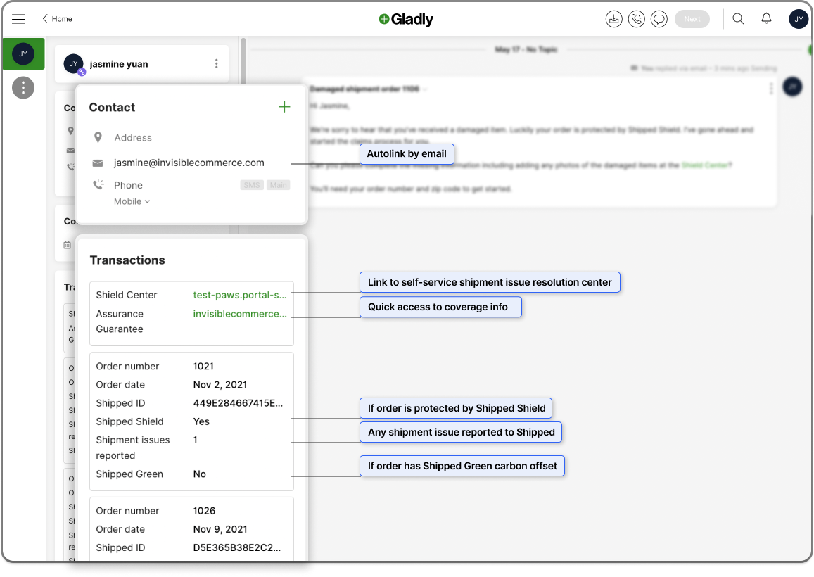 Shipped Suite widget info