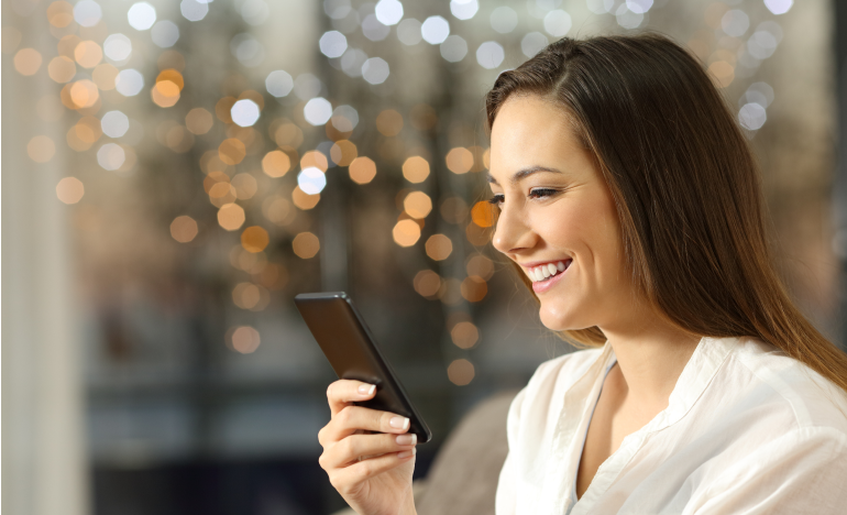 woman checking her mobile phone