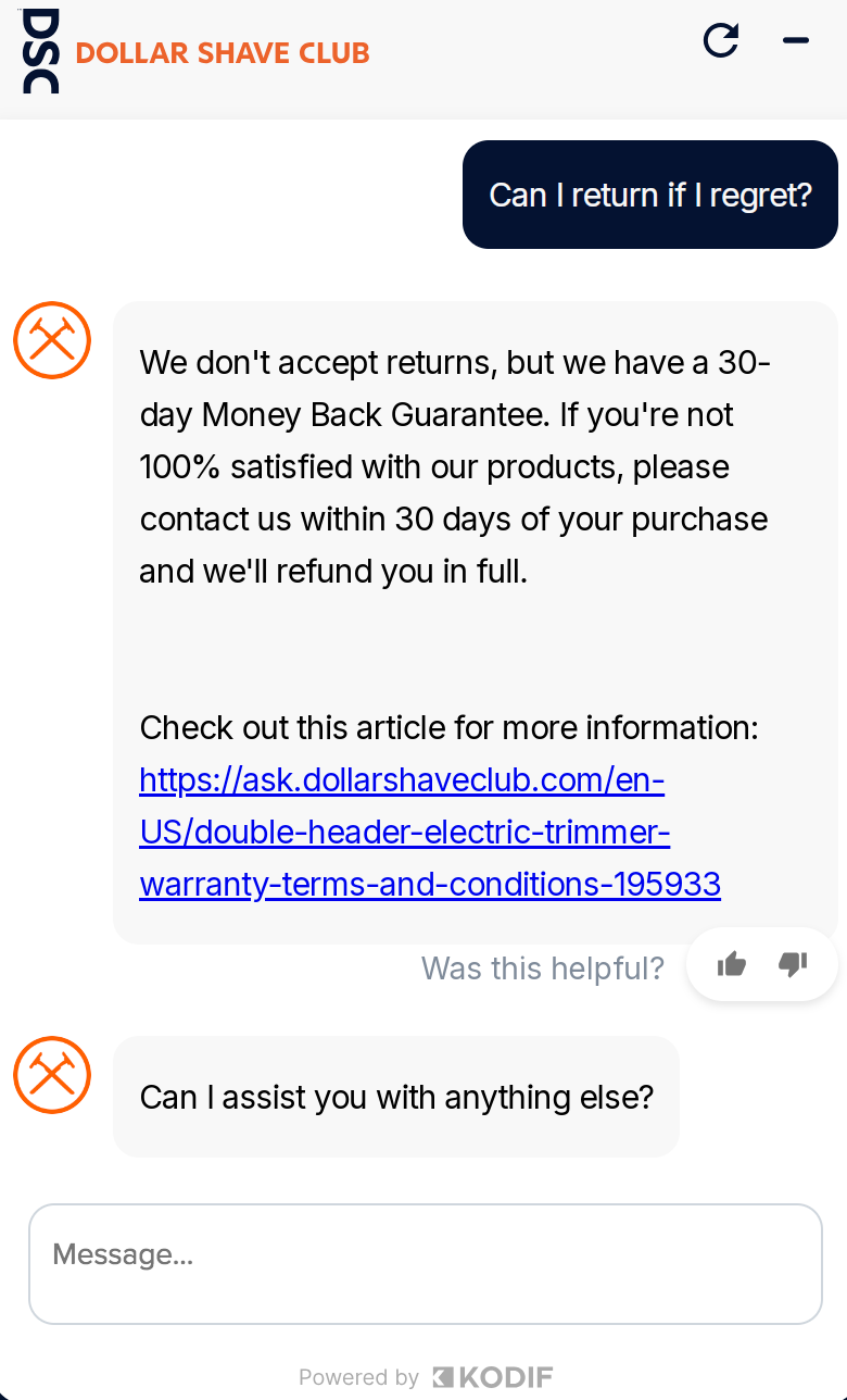 Conversational screenshot