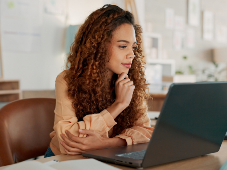 lady looking at laptop