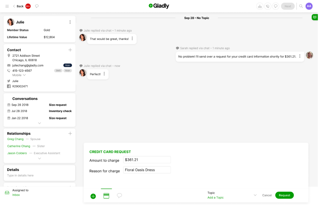 Gladly software in action