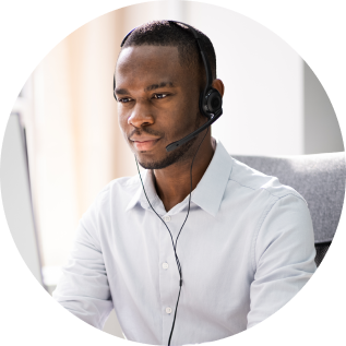 Man on headset working