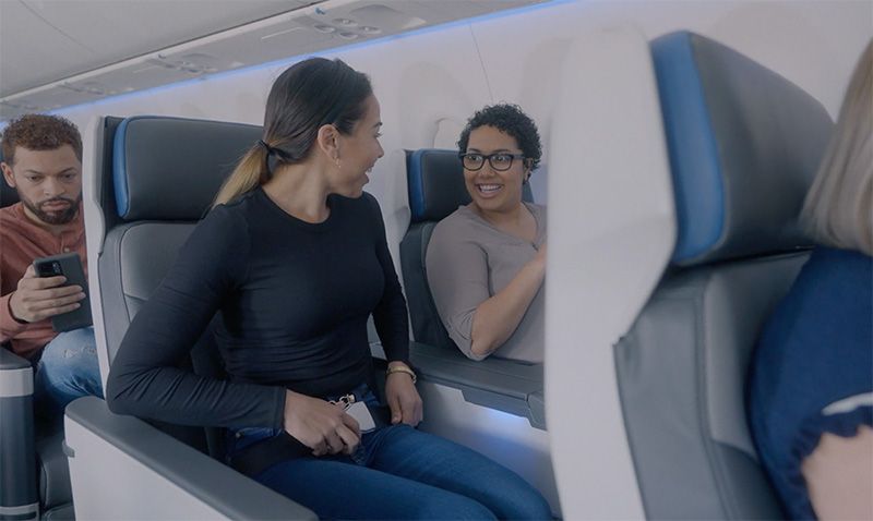 Passengers sitting on a plane