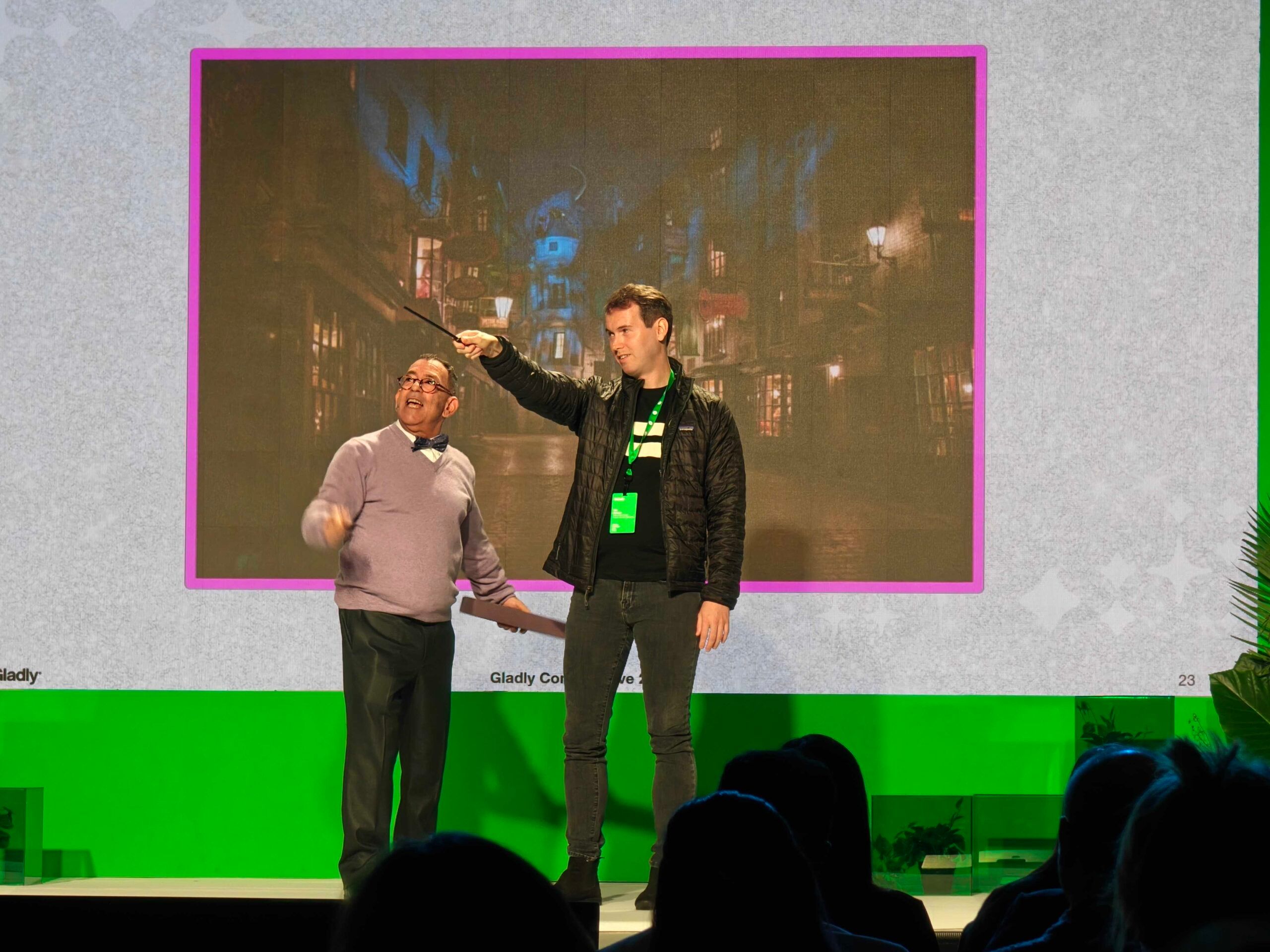 Two people onstage at Gladly Connect Live