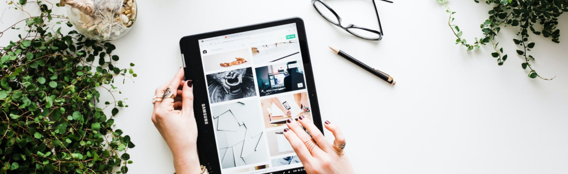 Someone working on a tablet