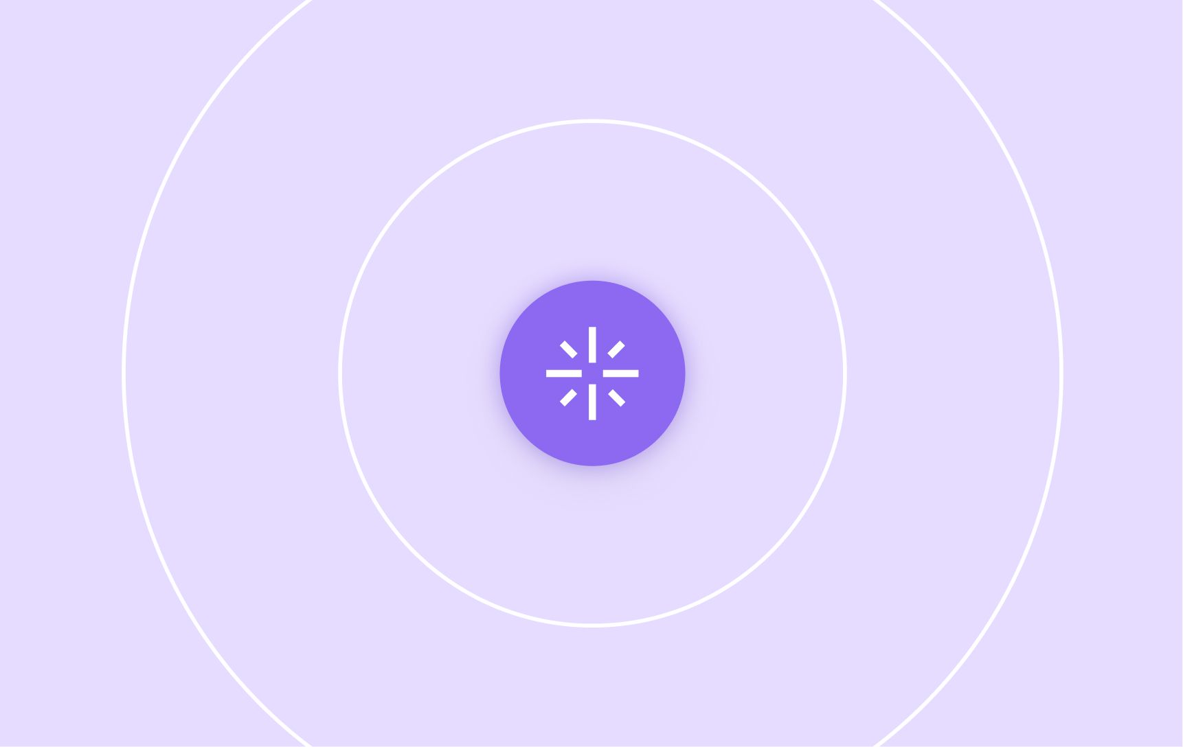 A purple circle with a white, star-like symbol at the center, surrounded by three white concentric circles on a light purple background. Minimalist and modern.