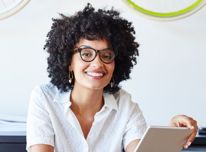 Smiling woman looking at camera