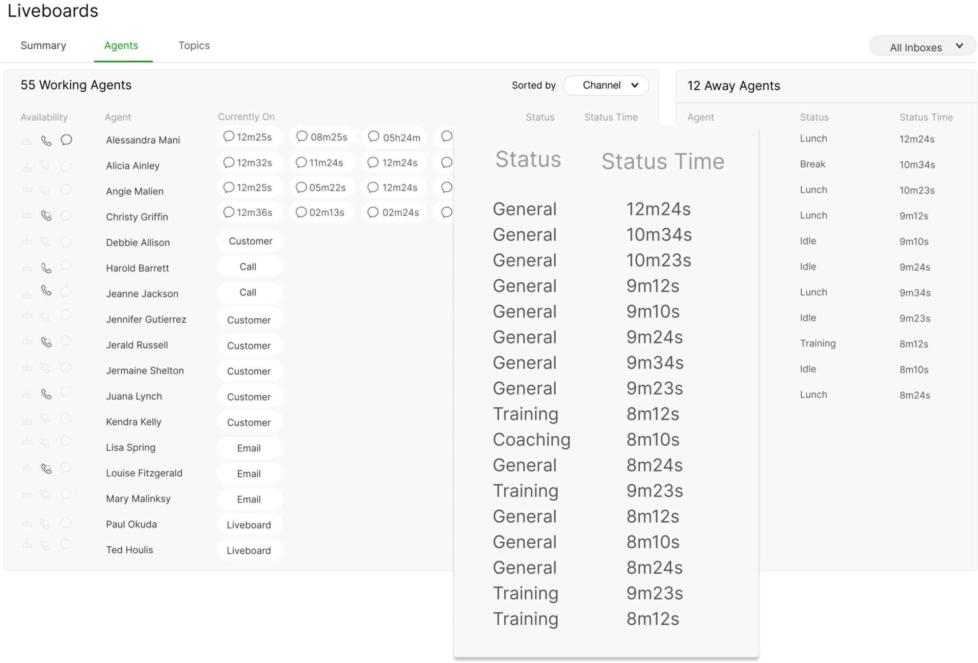 real-time view of agent activity with Gladly's Liveboards