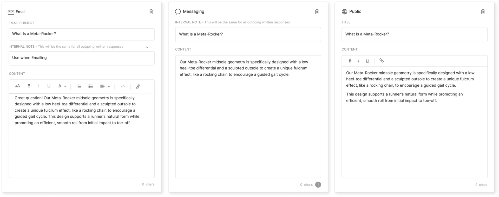 Image of email tool within Gladly platform