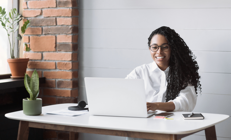 Woman using a laptop