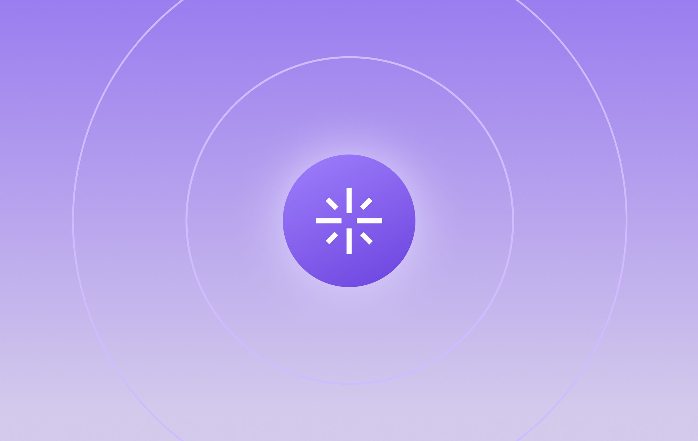 A purple circle with a white, star-like symbol at the center, surrounded by three white concentric circles on a light purple background. Minimalist and modern.