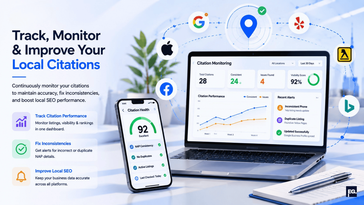 Monitoring local search citations and tracking SEO performance metrics