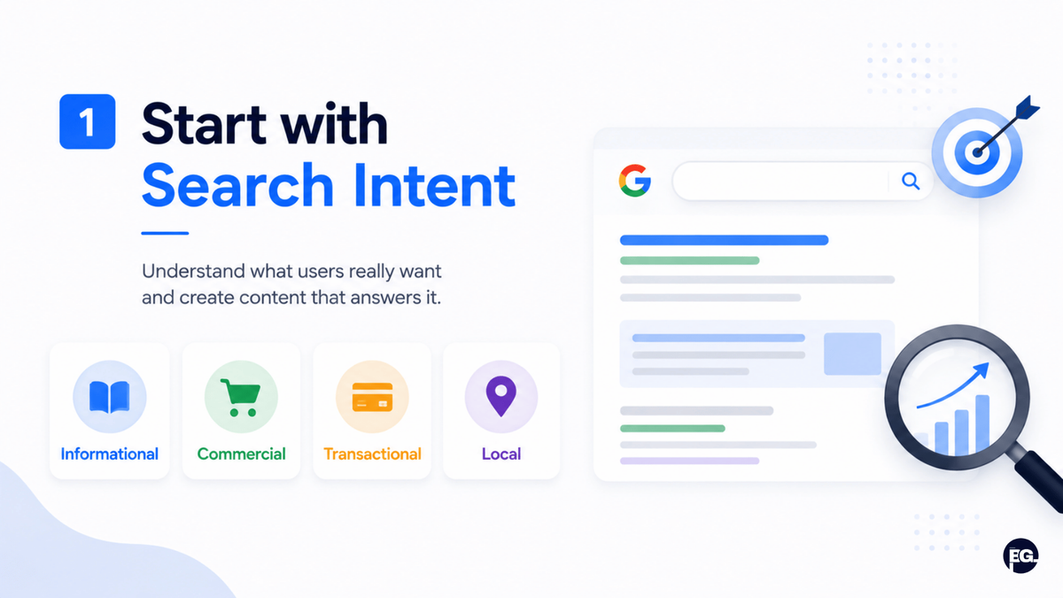 Search intent categories helping websites rank higher on Google in 2026