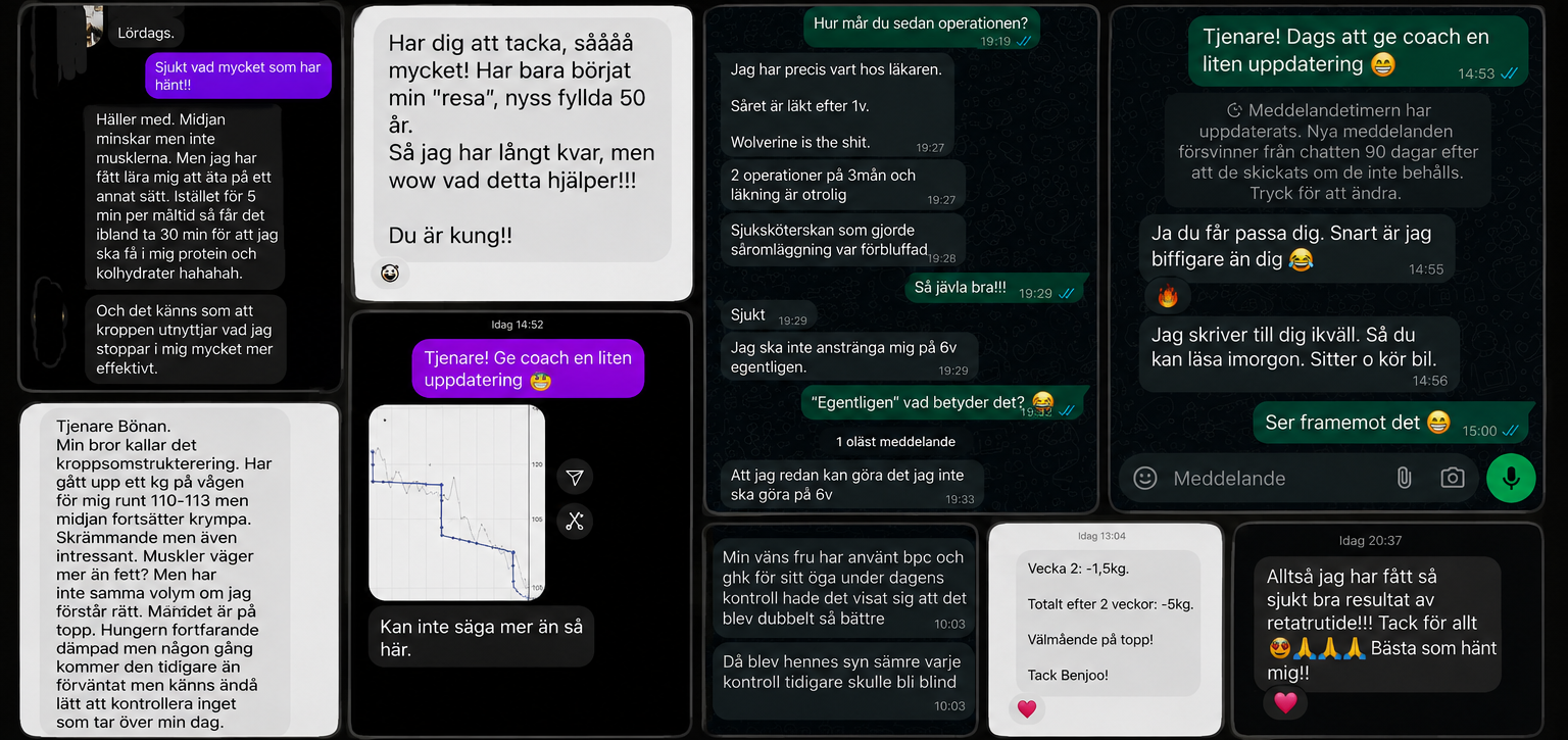 WhatsApp-skärmavbilder från klienter