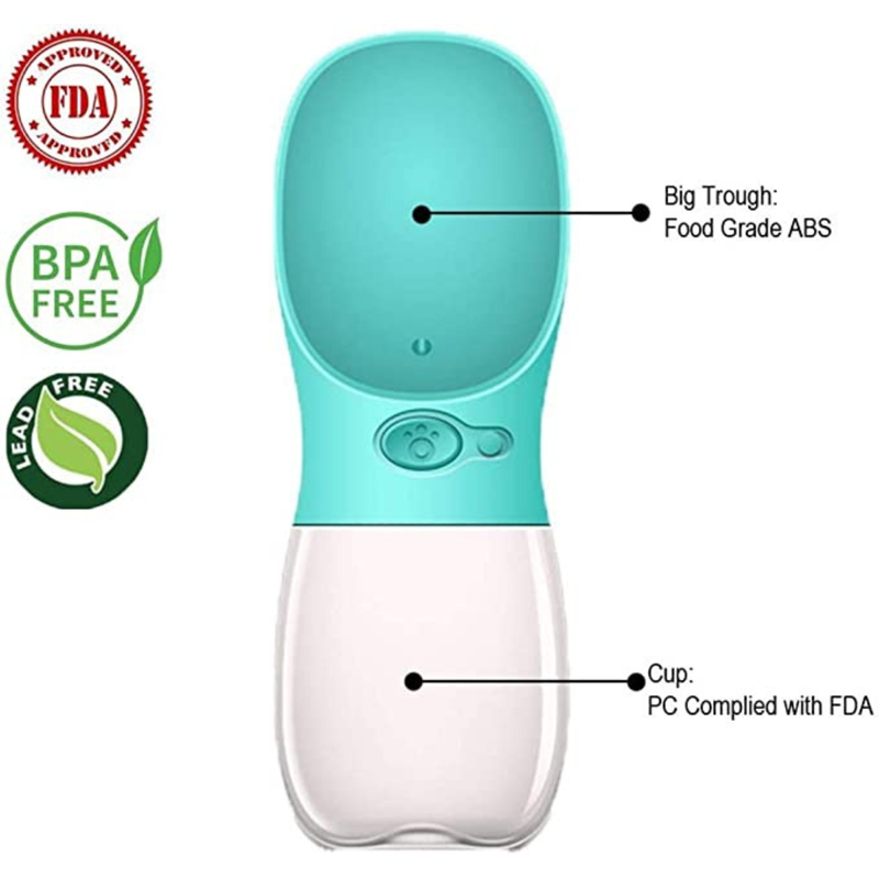 Mumoo Bear Dog Water Bottle, Leak Proof Portable Puppy Water Dispenser With Drinking Feeder For Pets Outdoor Walking, Hiking, Travel 12Oz Blue, Petcup01-Gn