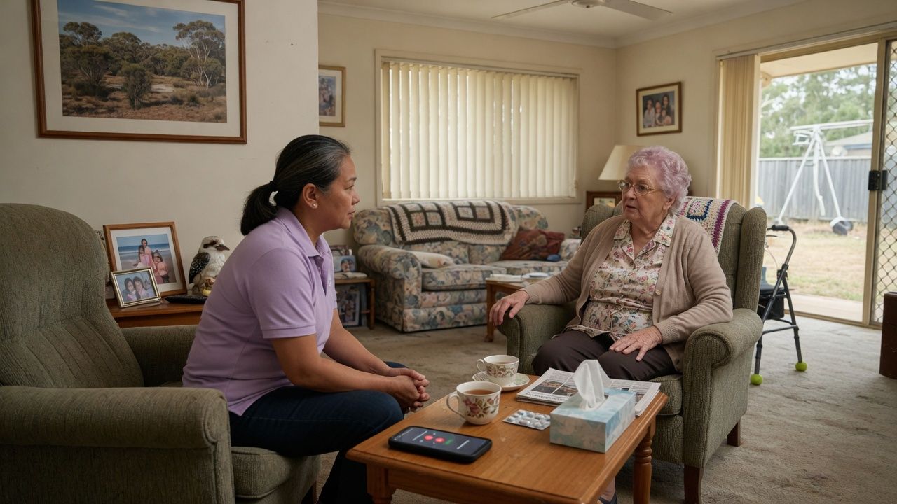 Home care visit using phone interpreter home care language support