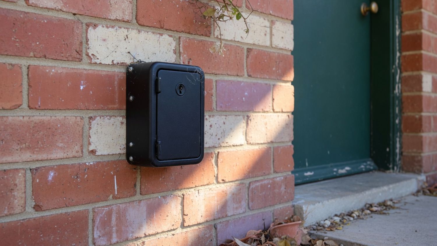 Residential key safe at a front door used in key safes home care entry protocols