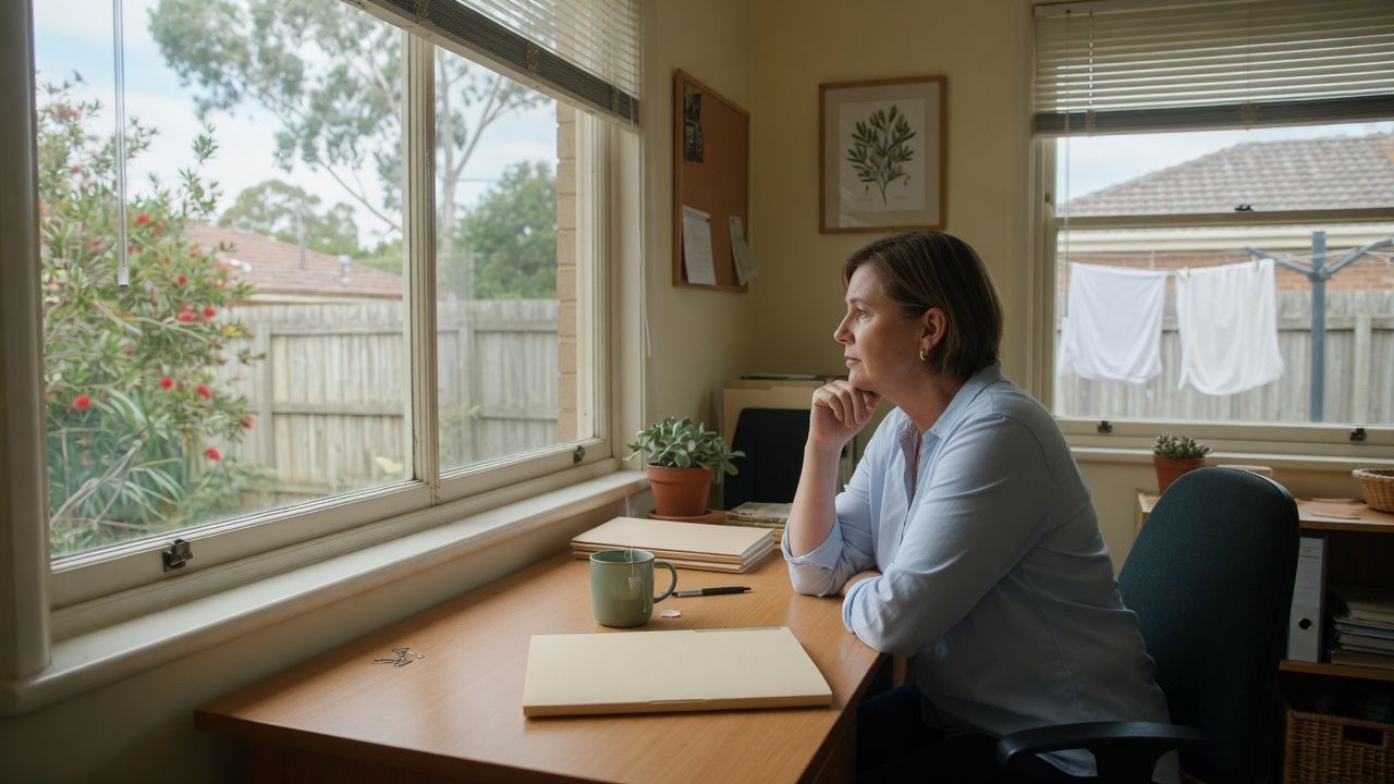 Home care manager at a tidy desk considering compliance evidence