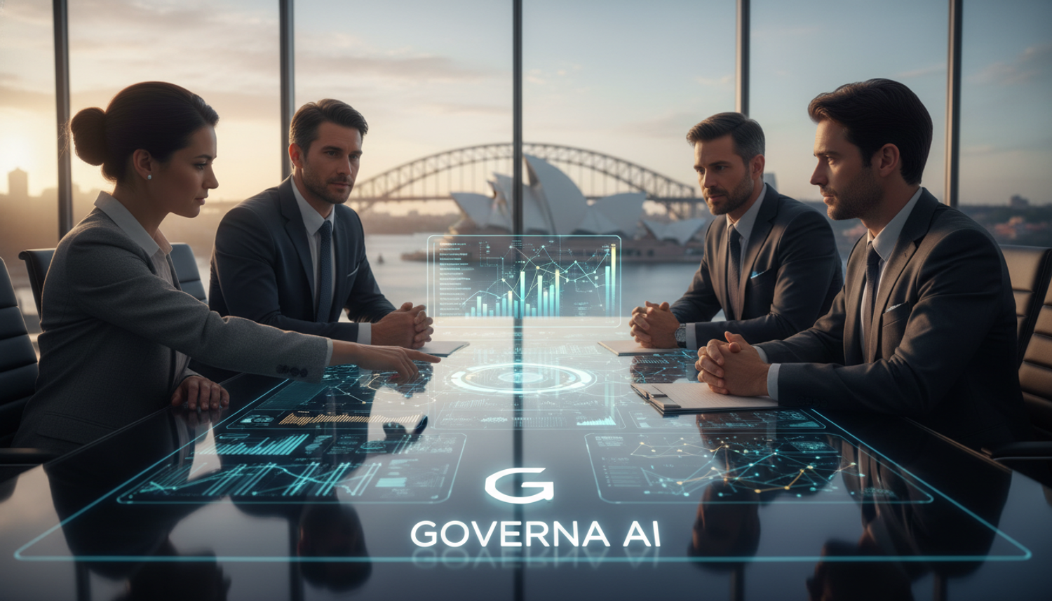 Professionals using Governa AI in a Sydney boardroom.