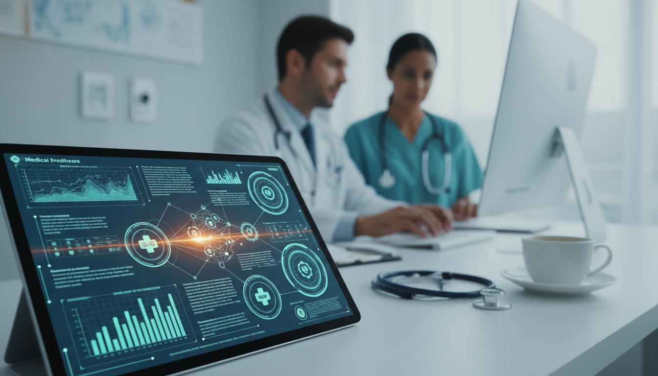 Healthcare AI dashboard displays medical data for doctors.
