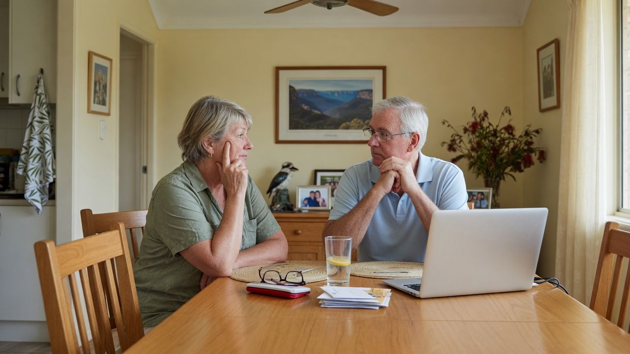 Older couple at their dining table considering care options at home